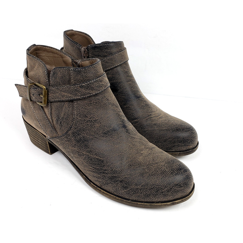 Jessica Cline Beat Womens Size 7.5 Taupe Casual Side Zip Buckle Bootie Shoes